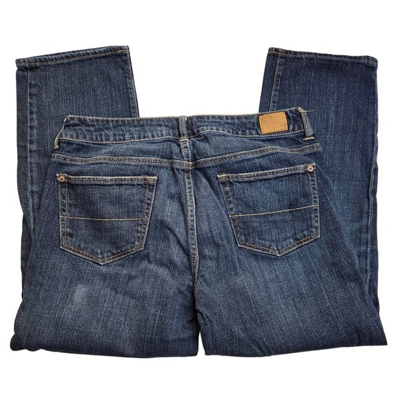 American Eagle Jeans Boy Fit Womens 10 Mid rise Stretch Cropped Dark Wash‎ Y2K - Picture 2 of 11